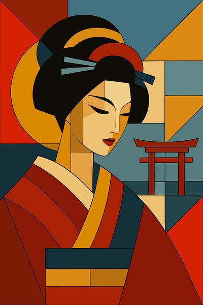 Japanese Geisha illustration. by Gallery Hoppenbrouwers