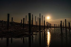 Der Palendorp bei Petten, aufgenommen mitten in der Nacht bei Vollmond.