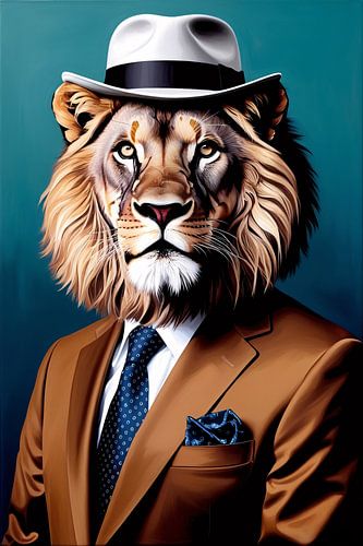 Stijlvolle leeuw met hoed