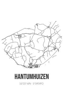 Hantumhuizen (Fryslan) | Karte | Schwarz und weiß von Rezona