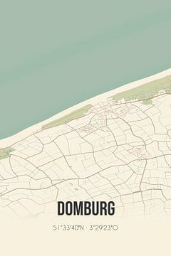 Vintage landkaart van Domburg (Zeeland) van MijnStadsPoster