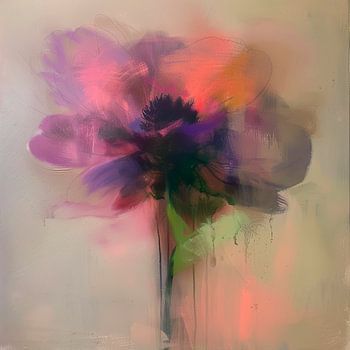 Moderne abstrakte Blume in Pastellfarben und Neon-Akzenten