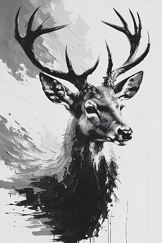 Majestueus hert in zwart-wit