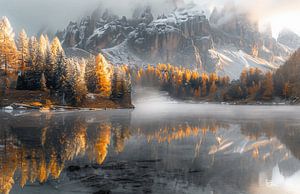 Mystischer Bergblick im Herbst