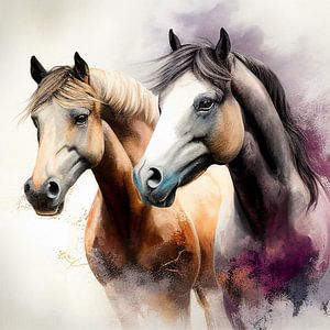 De gratie van twee paarden van Color Square