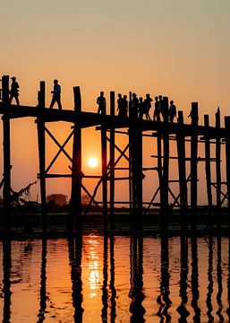 sunset, Myanmar U Bein bridge by chris mees
