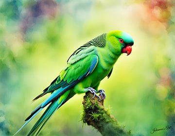 Schöne Vögel der Welt - Ringhalssittich2 von Johanna's Art