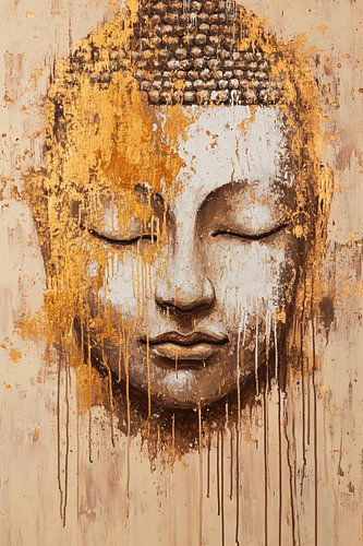 Boeddha portret met goud accenten