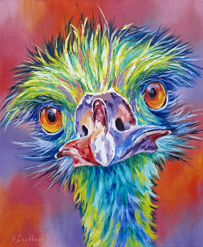 Charlie | Colorful modern ostrich portrait – expressive animal art