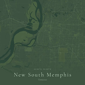 Vintage map of New South Memphis, United States by Prints of Place