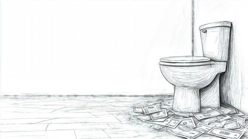 Schets van weggegooid geld