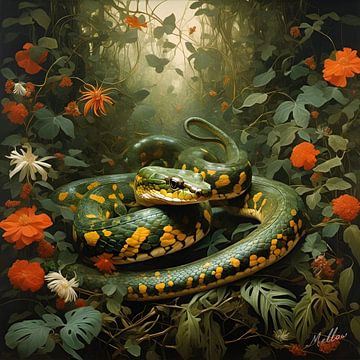 Dschungel-Flora Surrealismus: Bothrops Asper von Mellow Art