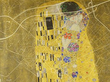 Kaart van Zeist met de Kus van Gustav Klimt van Map Art Studio