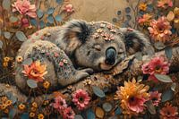 Droomachtige Rust - Koala omringd door Bloemen