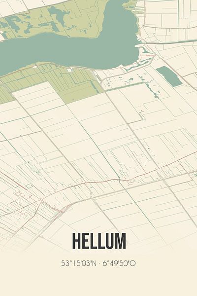 Vintage map of Hellum (Groningen) by Prints of Place
