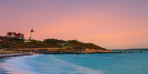 Panorama zonsondergang bij Nobska Lighthouse, Cape Cod, Massachu