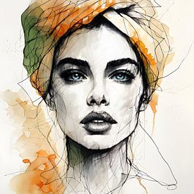 Abstract portret van een vrouw van Ljupka Kareska