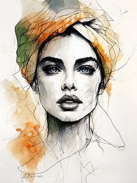 Abstract portret van een vrouw van Ljupka Kareska