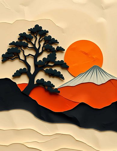 Papieren berg zonsopgang