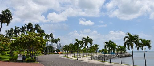 De promenade Cinta Costera op een zomerse ochtend