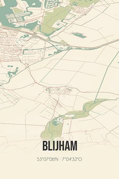 Vintage landkaart van Blijham (Groningen) van Rezona