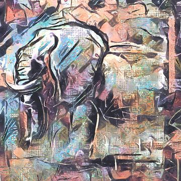Kleurig en stoer kunstwerk van een olifant van Emiel de Lange