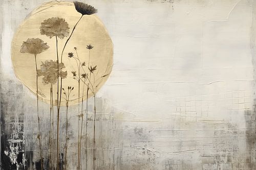 Landschaft mit Goldakzenten im Collage-Stil