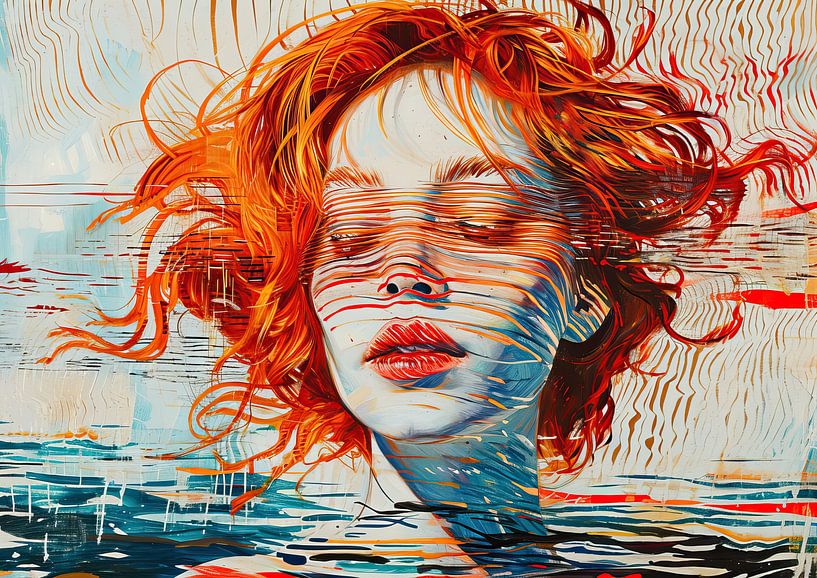 Modern Portrait | Orange Flames by Wonderful Art