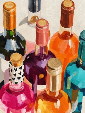 Expressief Wijnflessen Stilleven van Gypsy Galleria