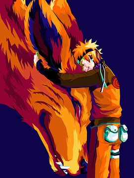 Anime Naruto Kurama auf dem Weg zum Baryon-Modus in der Pop-Art von miru arts