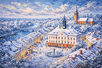 Tartu in Estonia, an impressionist painting.