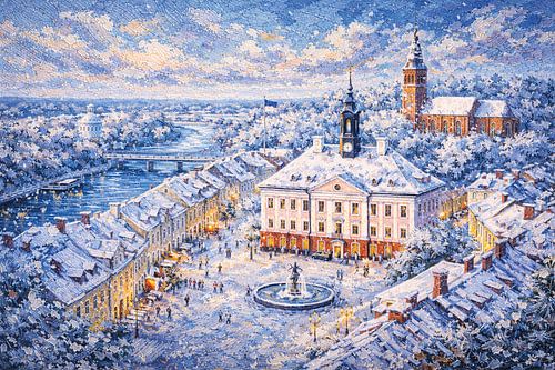 Tartu in Estland, een impressionistisch schilderij.