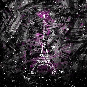 Digital-Art Eiffelturm | rosa/sw 