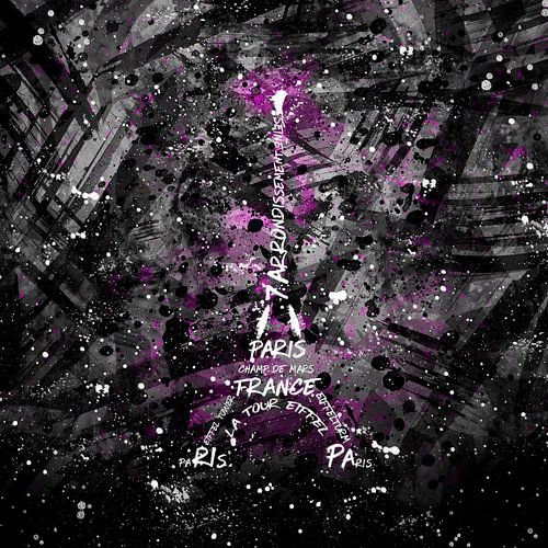 Digital-Art Eiffelturm | rosa/sw  von Melanie Viola