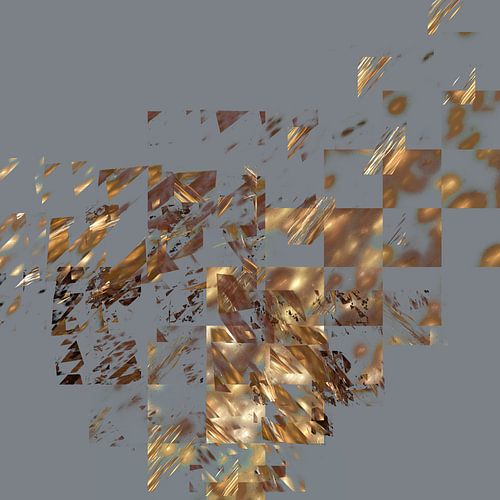 Brons op Grijs Vierkant | Geometrisch Abstract