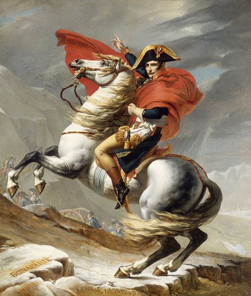 Napoleon doorkruist de Alpen, Jacques Louis David - 1802 van Het Archief