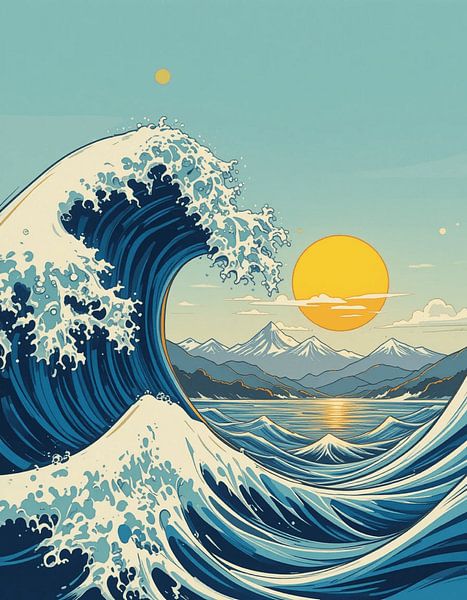Le soleil d'or et la grande vague par Artistic