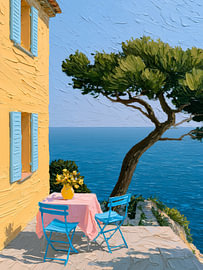 Mediterranean Seaside Terrace by IamHomeStudio