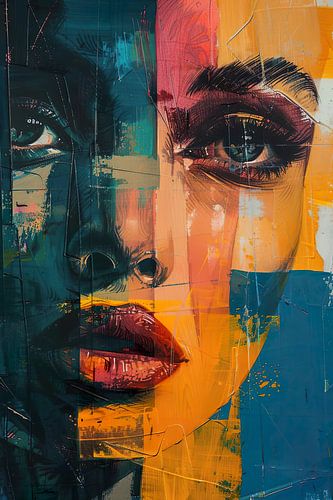 Abstract portrait with lines and face