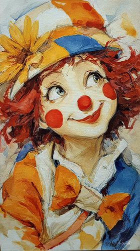 happy clown in aquarel