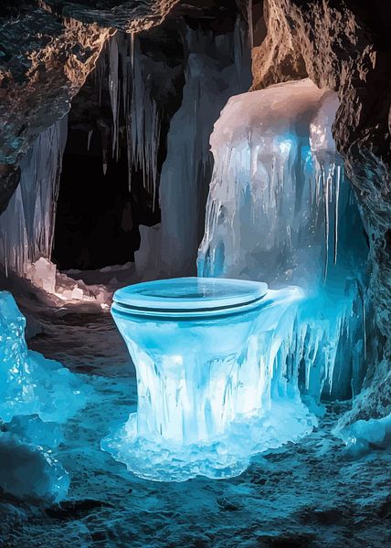 Ijzig toilet in een bevroren grottenlandschap van Pixelbull Design