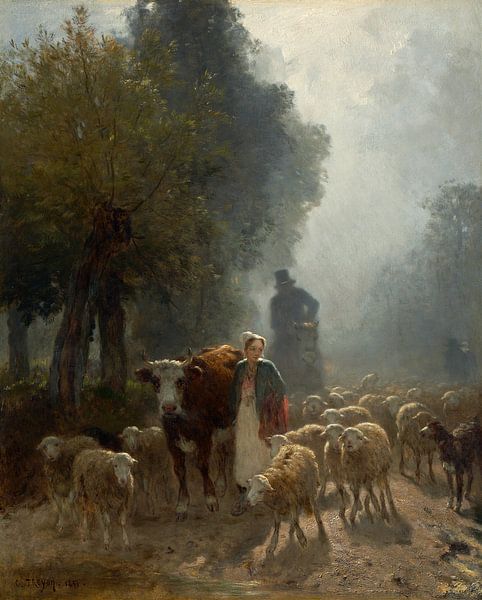 Going To Market On A Misty Morning, Constant Troyon by Masterful Masters