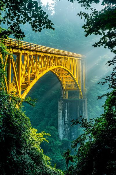 Pont d'or dans le brouillard - photo nature par Poster Art Shop