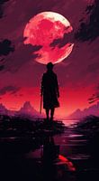 Red moon rises
