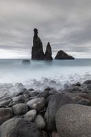 Sea stacks rocks on a greyish day in Madeira