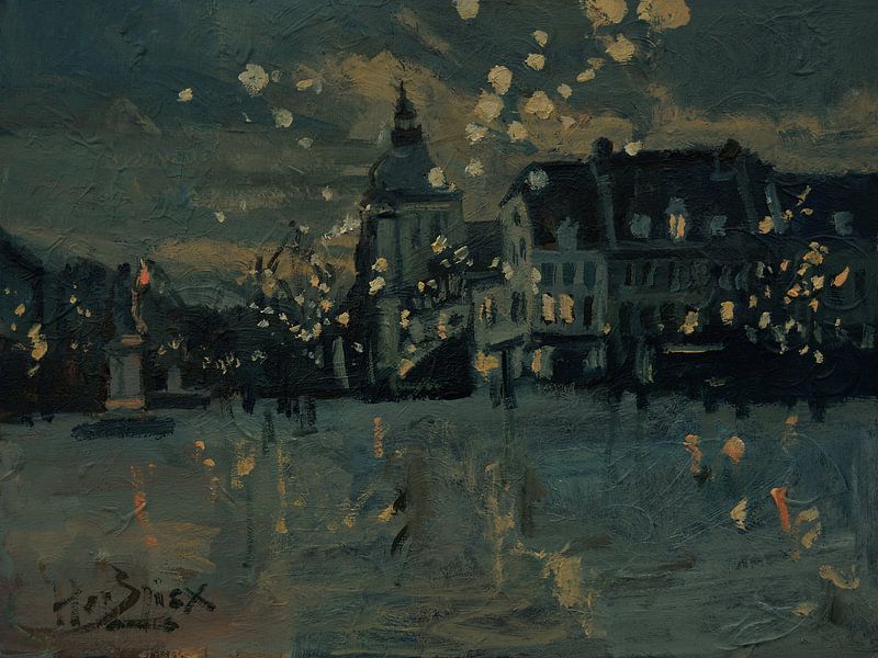 Dezemberlichter auf dem Marktplatz von Nop Briex