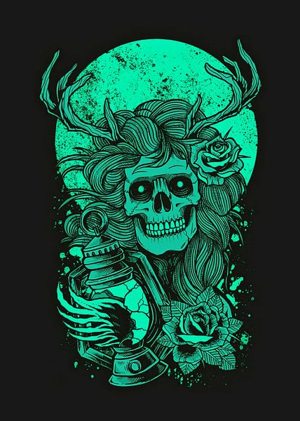 Blumen und Totenkopf von Muhammad Yunus