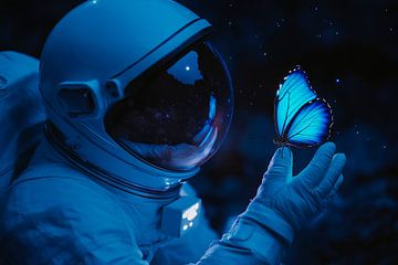 Astronaut en vlinder van Poster Art Shop