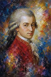 A painting of the Austrian composer Wolfgang Mozart. by Johannes