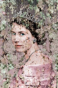 'The Queen' in Gala achter Sluier van Botanisch groen van Behindthegray